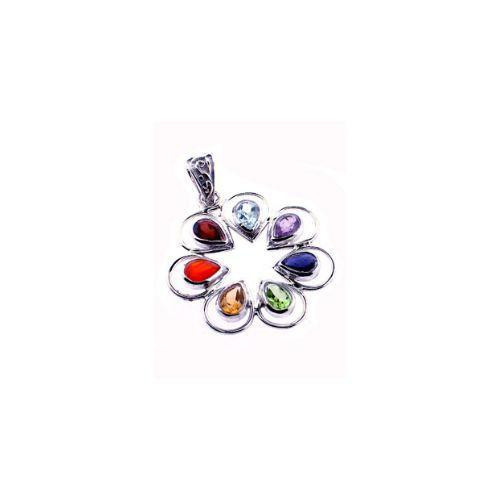 Chakra Flower Pendant | Sterling Silver | Seven-Stone Alignment