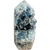 Celestite cluster tower with white background.