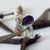 Sterling silver tear-shaped amethyst Stone Power ring handcrafted by Crystal Earth Studios, artisan gemstone jewelry. Sterling silver tear-shaped amethyst Stone Power ring handcrafted by Crystal Earth Studios, artisan gemstone jewelry.