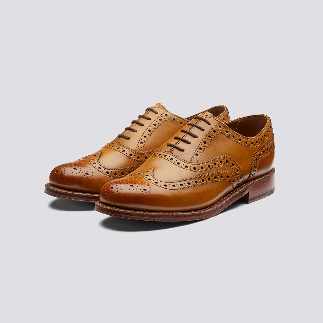 Stanley | Mens Oxford Brogue in Tan Calf Leather with a Leather Sole ...