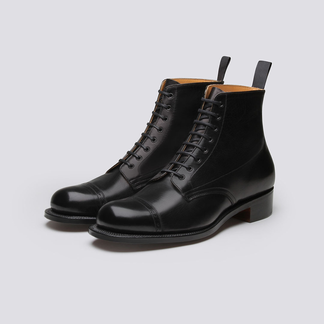 Shoe No.1 | Mens Derby Boot in Black Glace Kid Leather on a