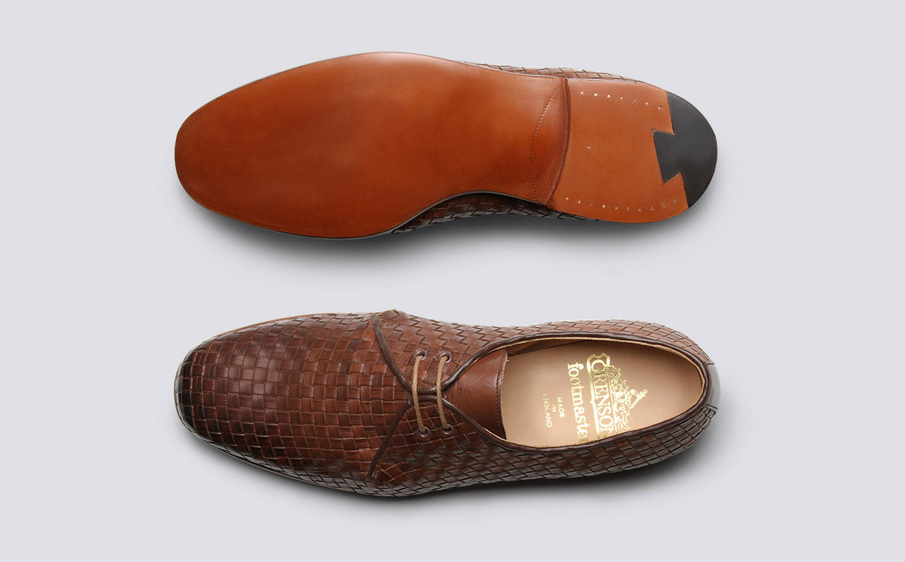 Shoe No.7 | Mens Derby in Brown Woven Leather on a Leather Sole