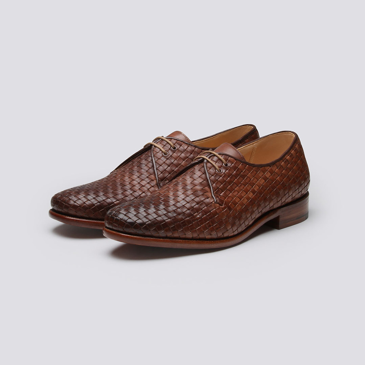 Shoe No.7 | Mens Derby in Brown Woven Leather on a Leather Sole