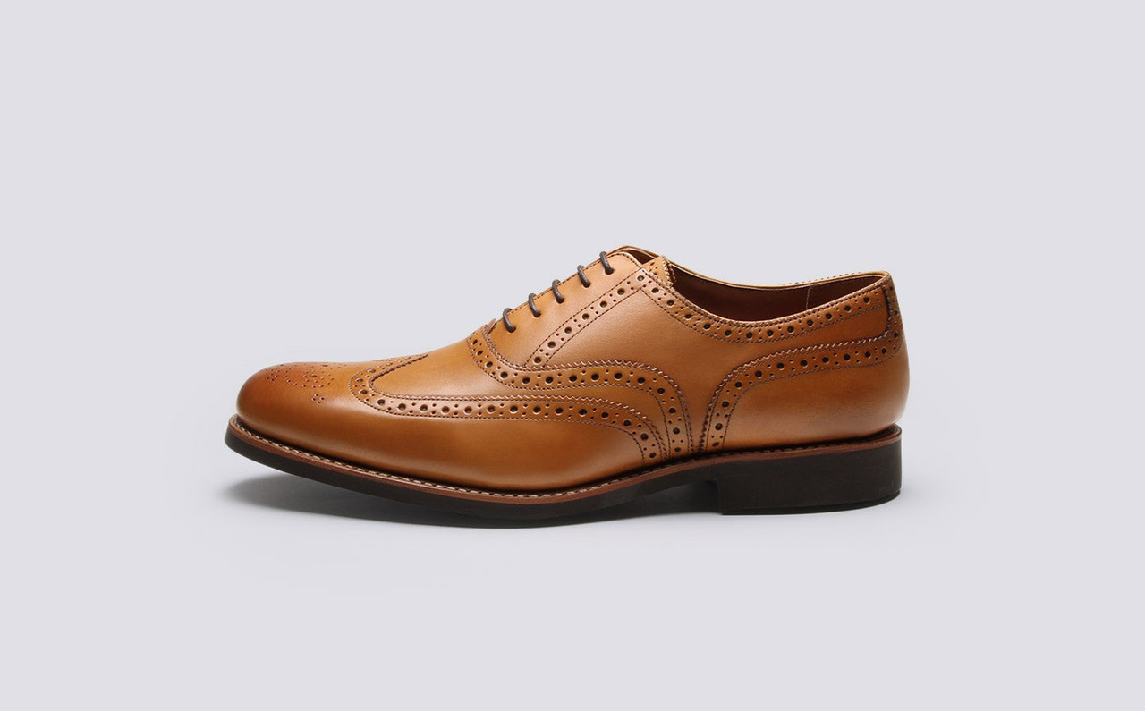 Dylan | Mens Oxford Brogues in Tan Calf Leather | Grenson Shoes