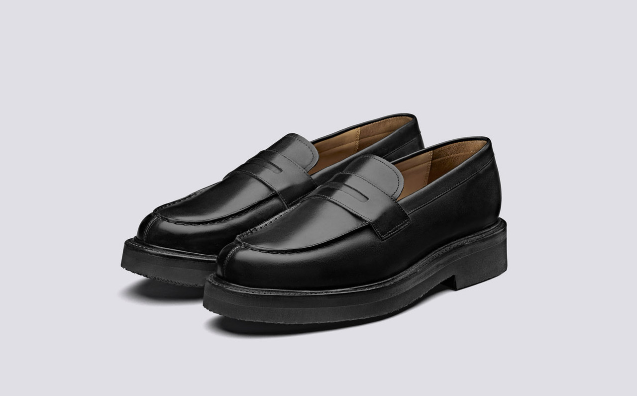 Peter | Loafers for Men in Black Calf Leather | Grenson Shoes