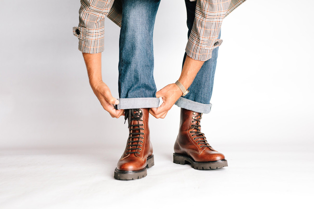 The 14 Eye Mens Boots In Brown Leather Grenson