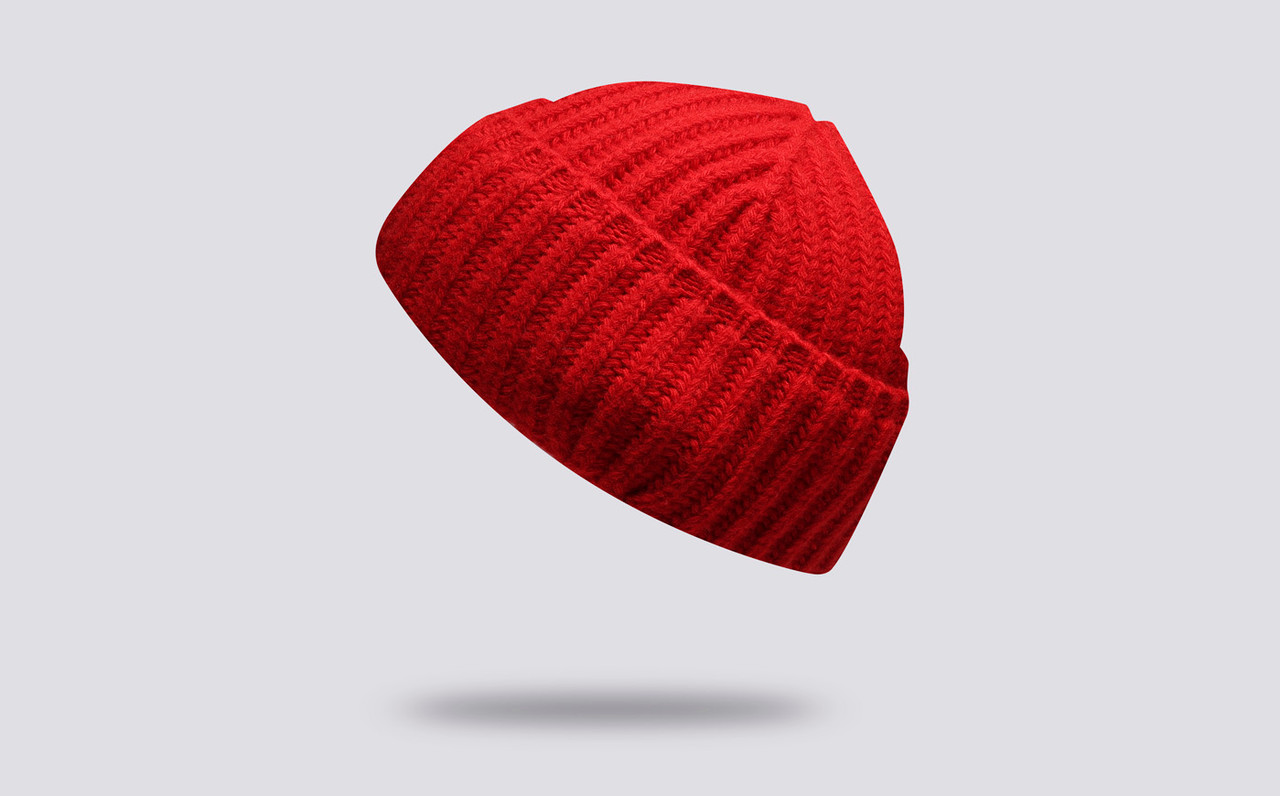 Ivy Ellis Beanie | The Cousteau | 100% Lambswool Hat in Red | Grenson