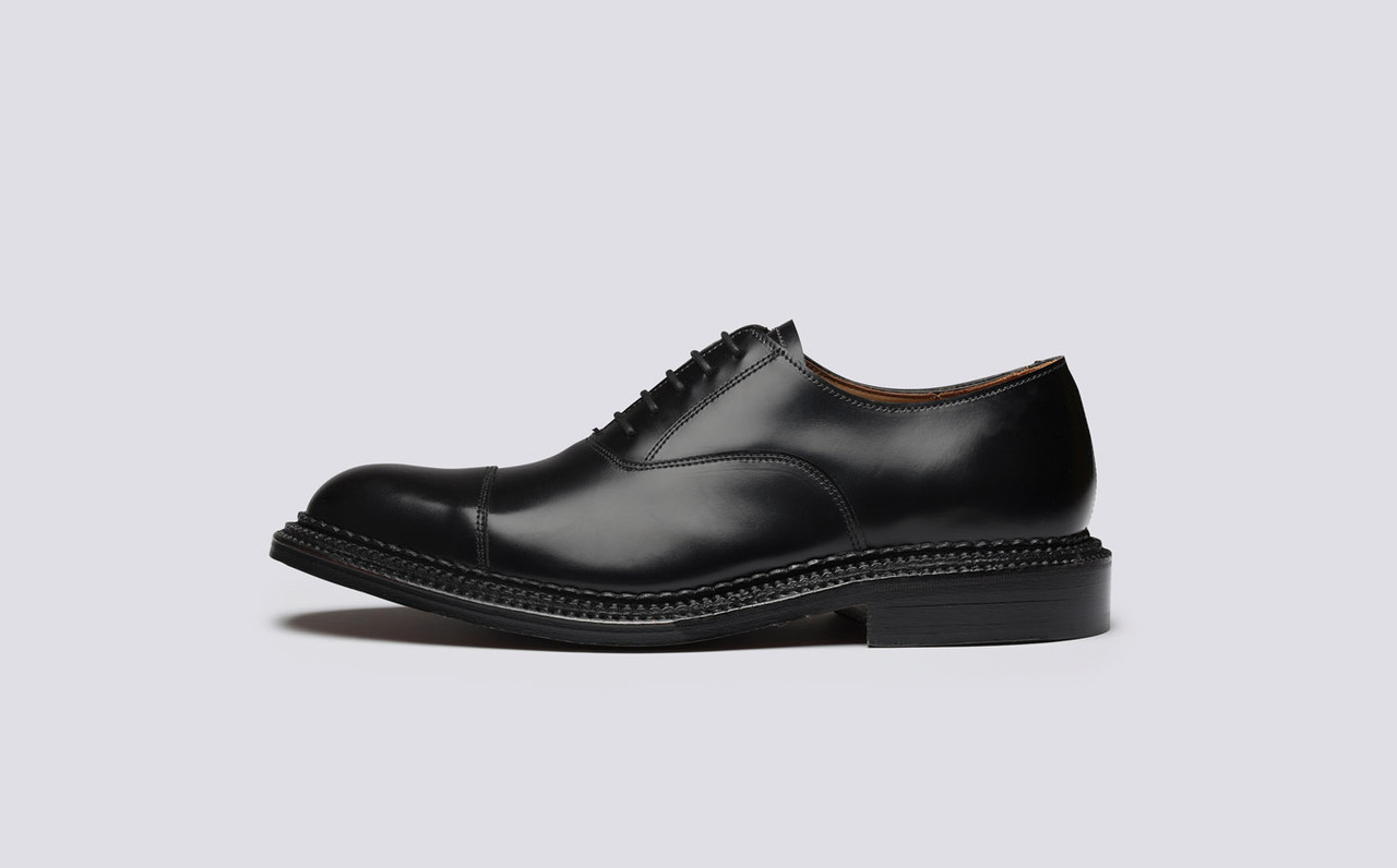 Gresham | Mens Oxford Shoes in Black Leather | Grenson