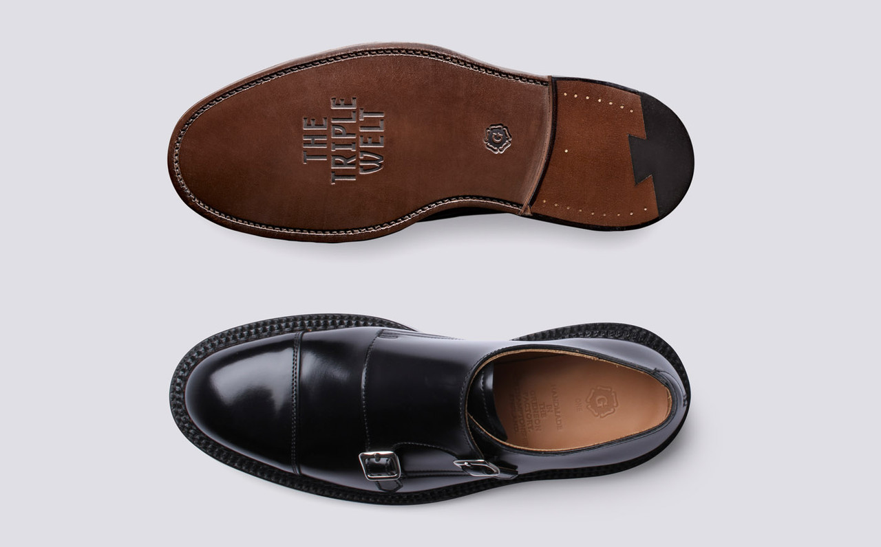 Grenson ‘Brogued’ Monk Strap leather shoes. Craig Green main image 3