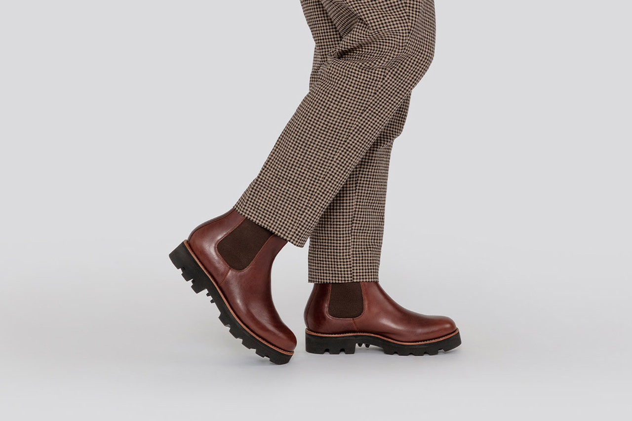 chestnut leather booties