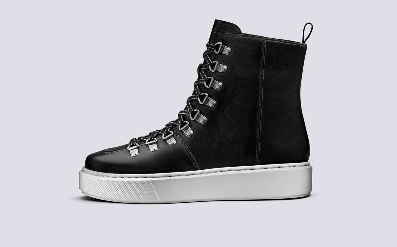 Sneaker 35 | Hiker High Top Trainers for Women in Black | Grenson Shoes