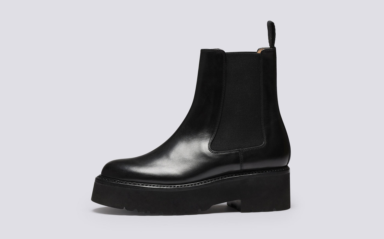 women's black leather chelsea boots