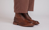 Grenson Fred in Brown Grain Calf Leather - Lifestyle View