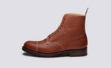 Grenson Shoe No.3 in Tan Grain Calf Leather - Side View