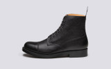 Grenson Shoe No.3 in Black Grain Calf Leather - Side View