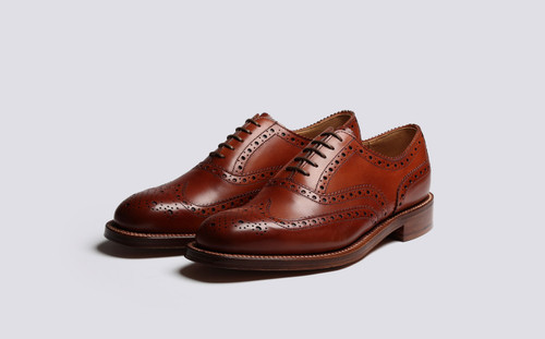 Grenson Westminster Mens Brogues in Mahogany Leather