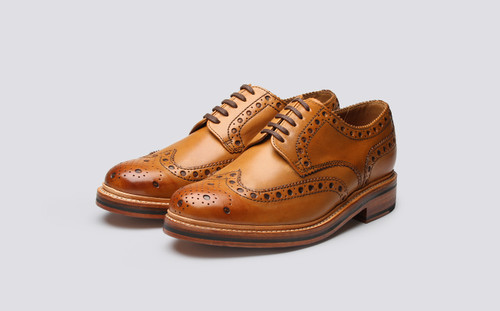 Archie | Mens Gibson Brogue in Tan Calf Leather with a Leather 