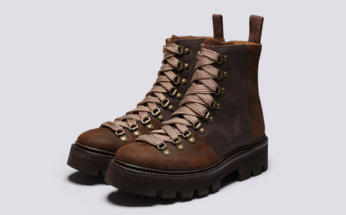 Nanette | Womens Hiker Boots in Brown Waxy Leather | Grenson - Main View