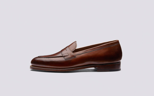 Lloyd | Mens Loafers in Tan Handpainted Leather | Grenson Shoes