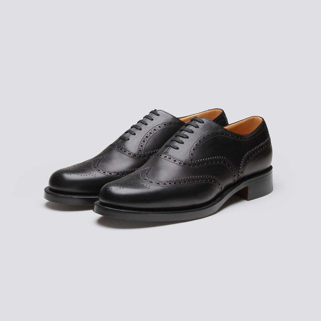 Shoe No.4 | Mens Brogue in Black Grain Leather on a Leather Sole ...
