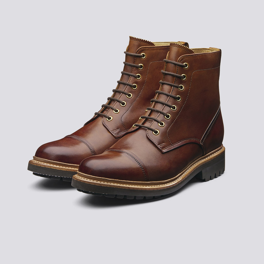 Joseph Mens Boots in Tan Handpainted Leather Grenson