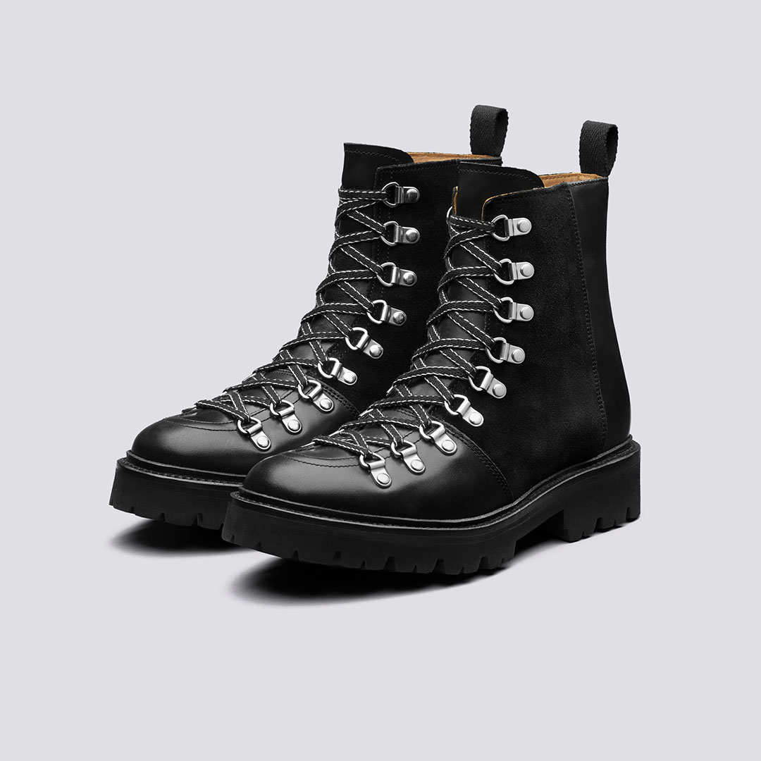 Nanette | Womens Hiker Boots in Black Colorado Leather on Commando Sole ...