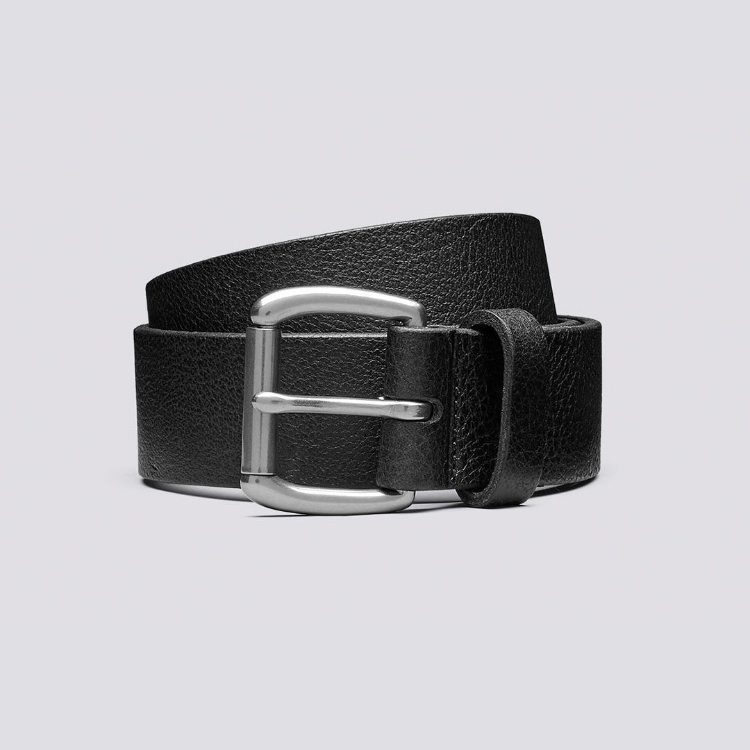 Jeans Belt Black Jeans Belt In Italian Black Pebble Grain Leather