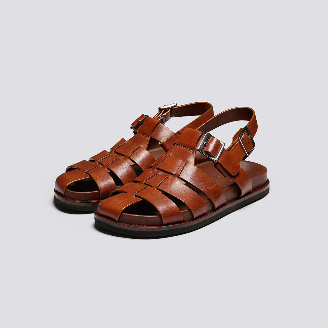 Quinta, Women's Sandals In Tan Leather Size: 4