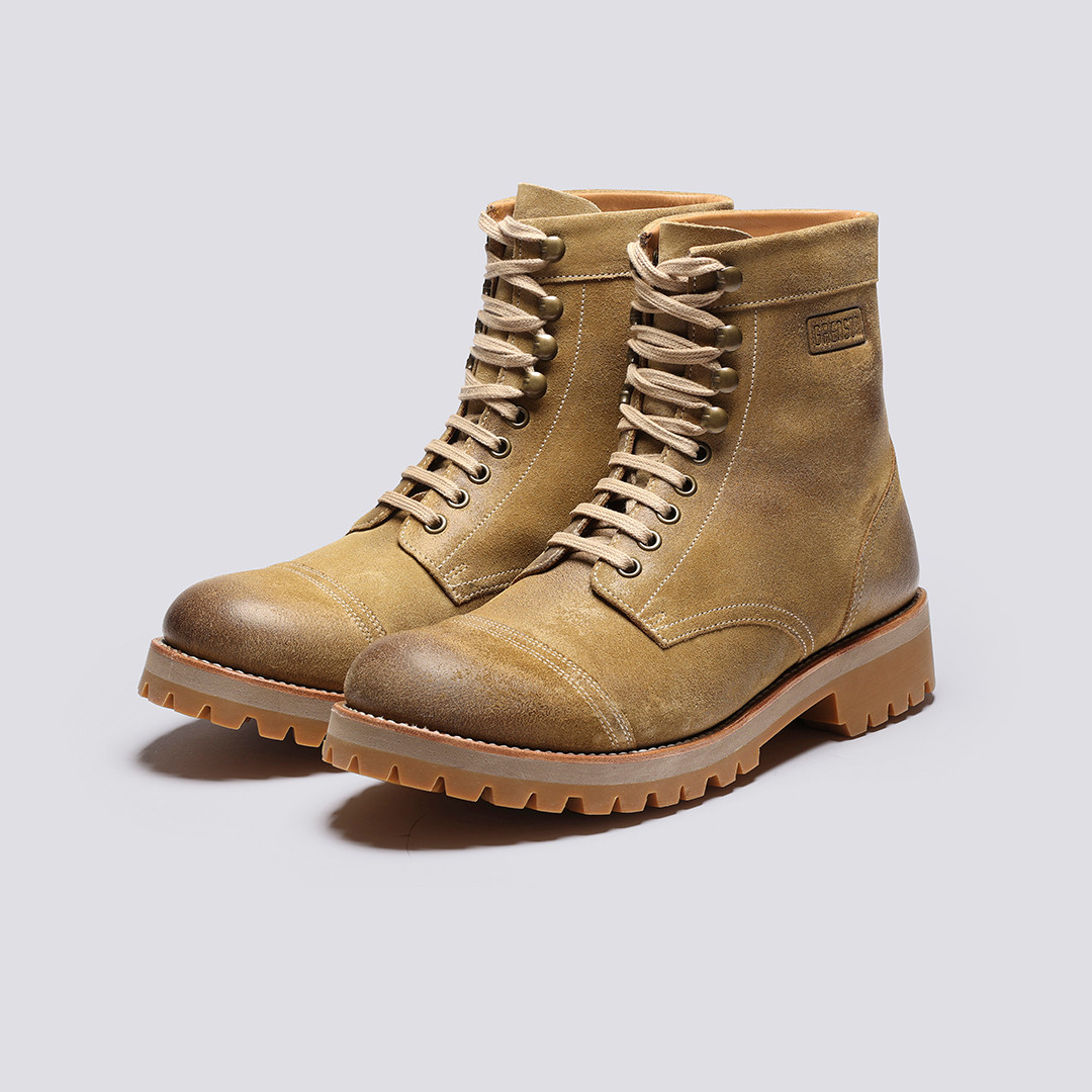 Grenson Bill, Men’s Derby Boots, Tan Suede Burnished Suede Size: UK 6