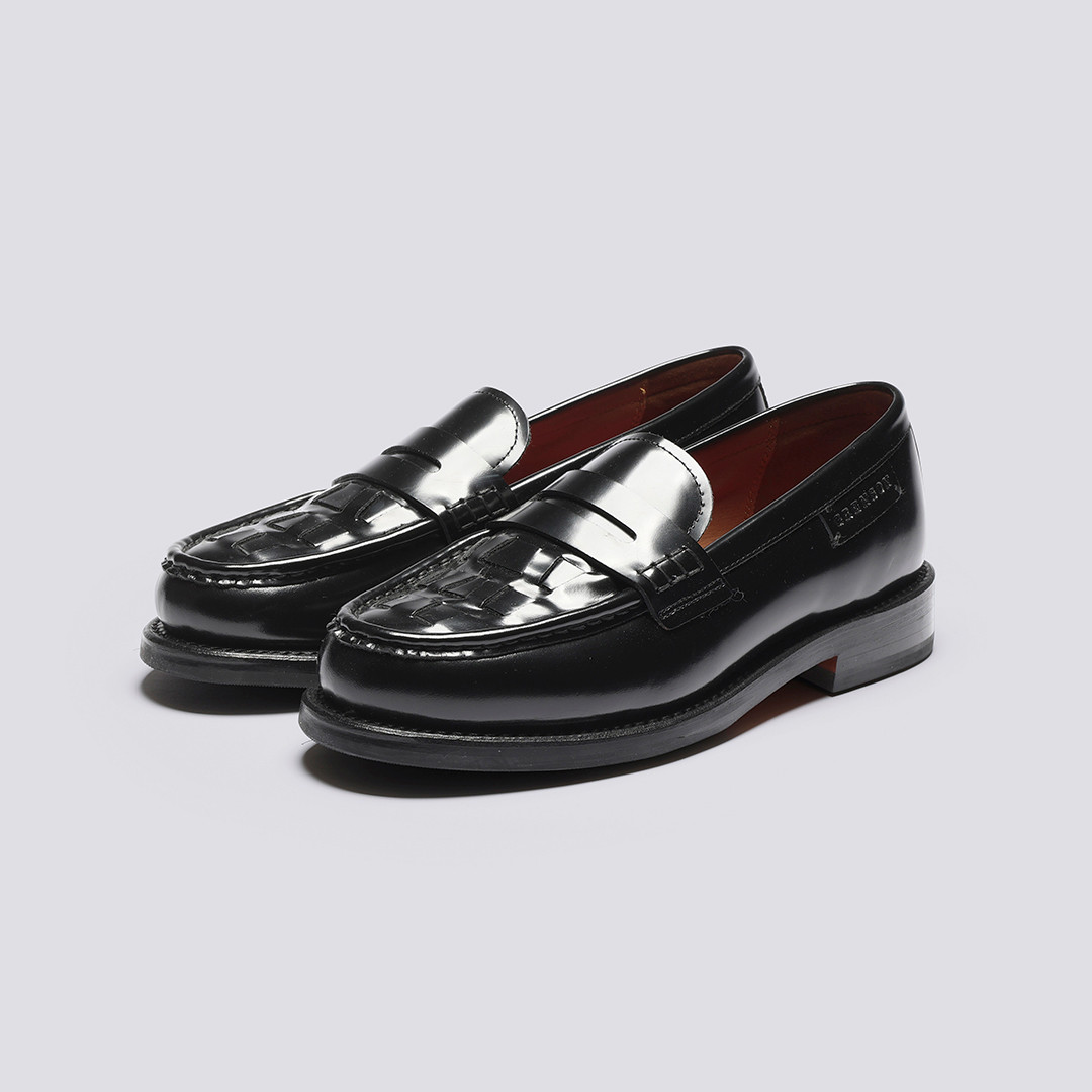 Joan, Women's Goodyear Welted Loafer In Black Leather On Leather Sole Size: 6.5