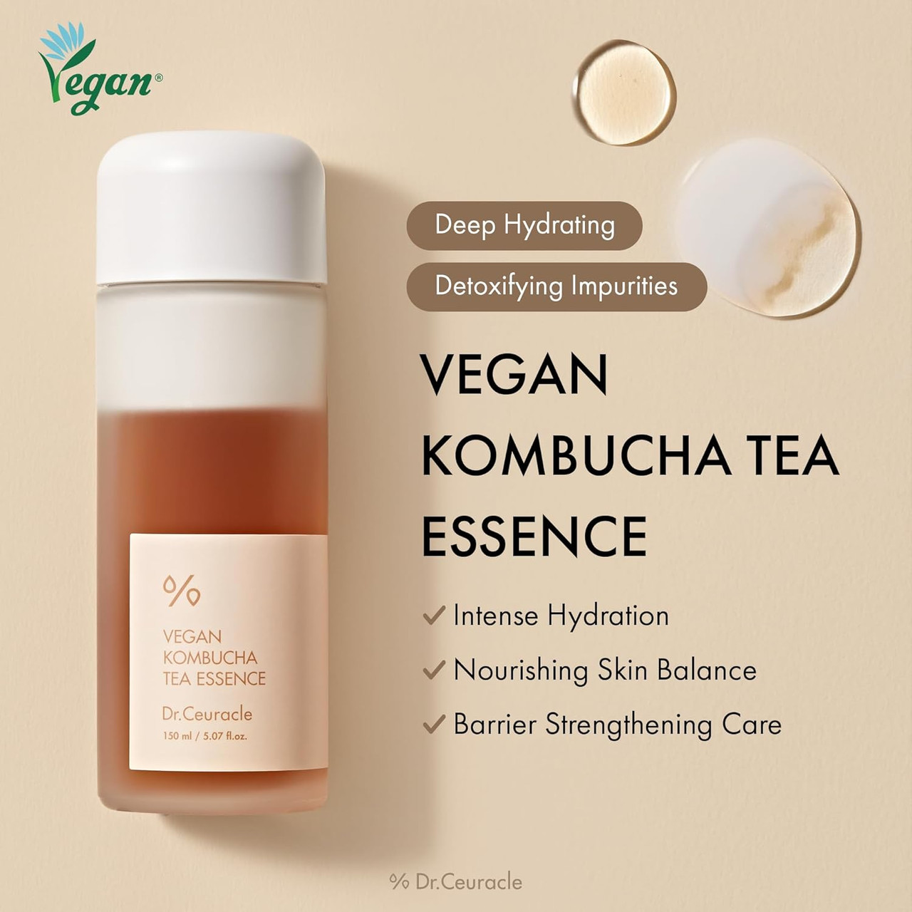 DR. CEURACLE Vegan Kombucha Tea Essence 150ml | Melon + Starfish