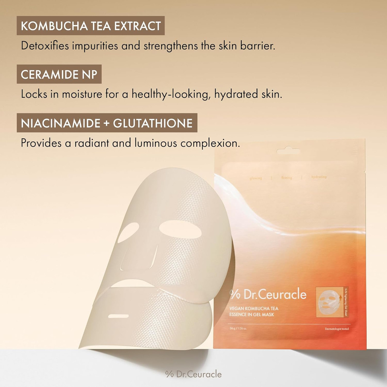DR. CEURACLE Vegan Kombucha Tea Essence in Gel Mask