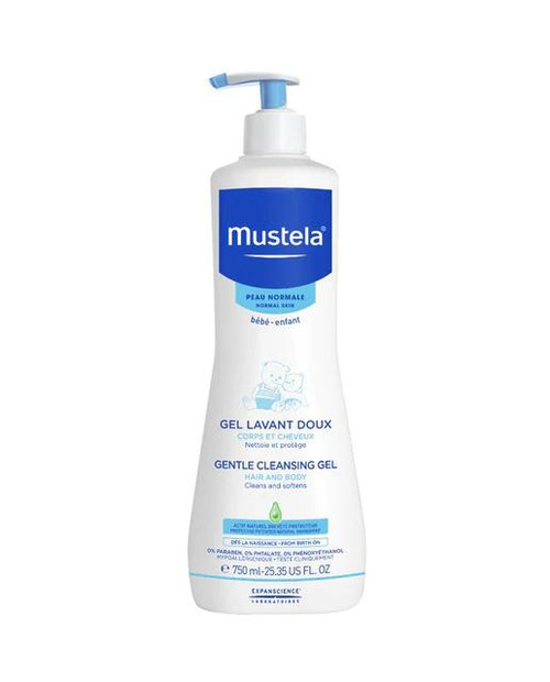 Gel dermolimpiador lavante sin jabón cabello y cuerpo 750 mL mustela