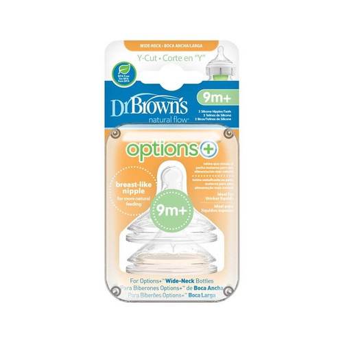 Dr brown's options+ tetina boca ancha corte "y" +9 meses 2 UDS
