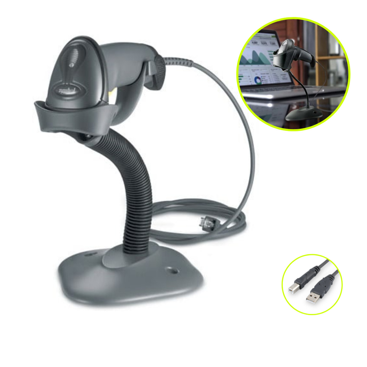 Symbol LS2208 バーコードスキャナー USB接続 スタンド付 ○Symbol