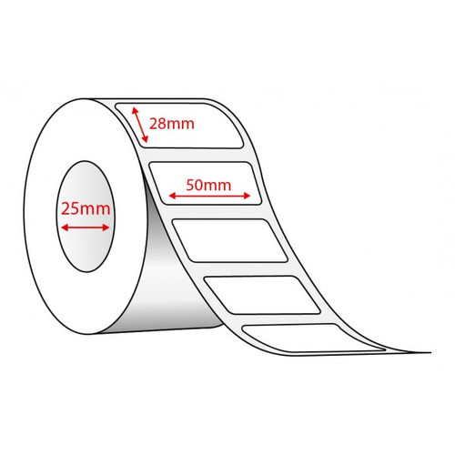 50mm X 28mm Direct Thermal - 2000labels/Roll 25mm core