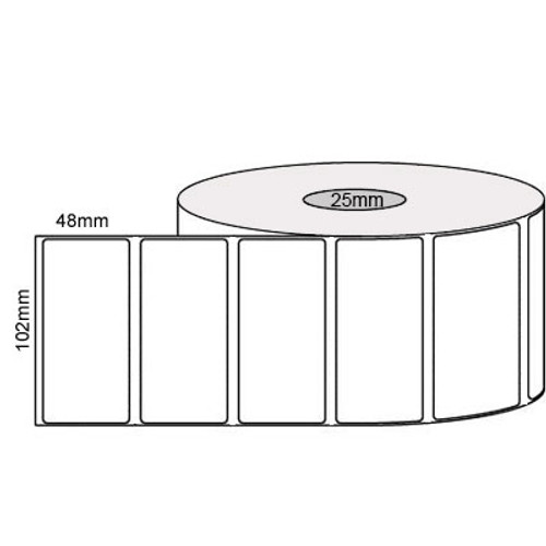 102mm x 48mm - White Direct Thermal Labels, Permanent Adhesive, 25mm core, (1000/roll) - L13153