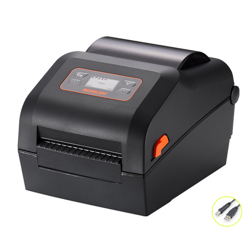 BIXOLON XL5-40CTE 4-inch direct thermal linerless label printer with USB connectivity, shown in black