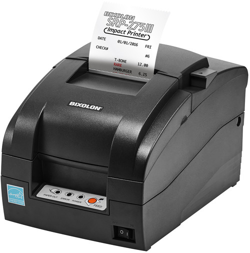 Bixolon SRP-275III 76mm impact receipt printer, black, front view