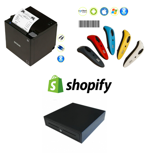 Epson TM-M30II Bluetooth Receipt Printer, Socket Mobile S700 Bluetooth Barcode Scanner & Cash Drawer