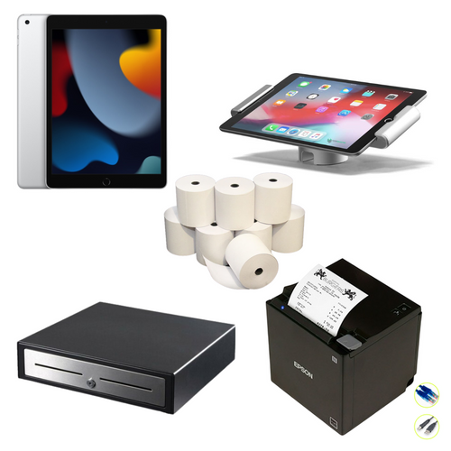 Apple iPad 10.2" 32Gb Wifi, Epson TM-M30II Ethernet (LAN) Printer, Studio Proper iPad Stand, Cash Drawer & Starter Pack of Paper Rolls