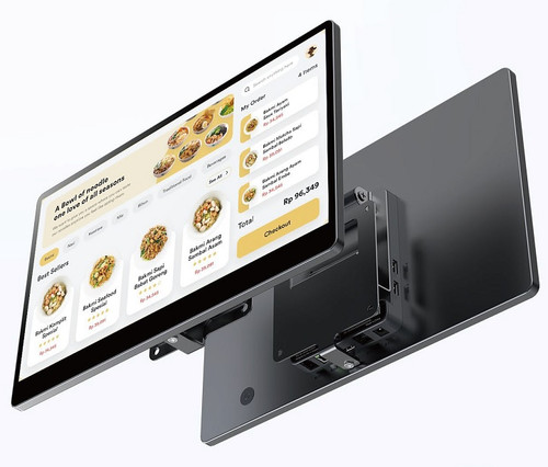 iMin Swan 1K Gen 2 15.6-inch Android 13 kitchen display system with full-metal body and rear mount shown
