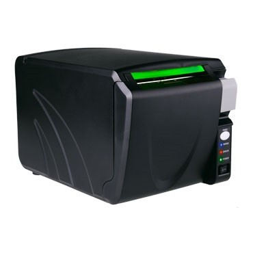 Element RW873 3 inch front-feed thermal receipt printer, black, front view
