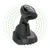 Cino FuzzyScan A678BT cordless 2D barcode scanner in classic black with its Qi wireless charging cradle