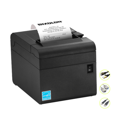 Bixolon SRP-E300 80mm thermal receipt printer, black, front view