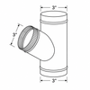 3" X 3" X 3" Duct Wye Branch Galvanized Single Wall