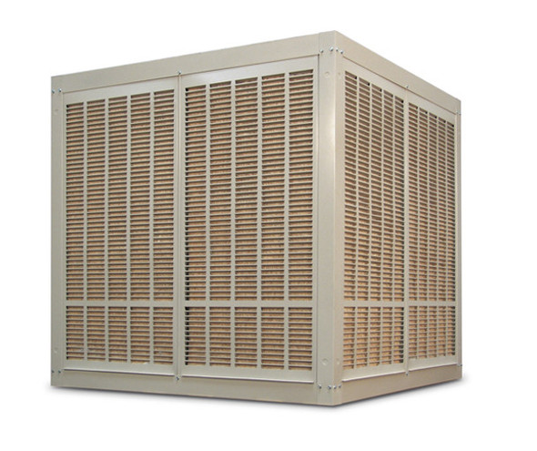10,000 CFM downdraft industrial evaporative cooler with Aspen pads (D1425) delivers powerful airflow and efficient cooling.