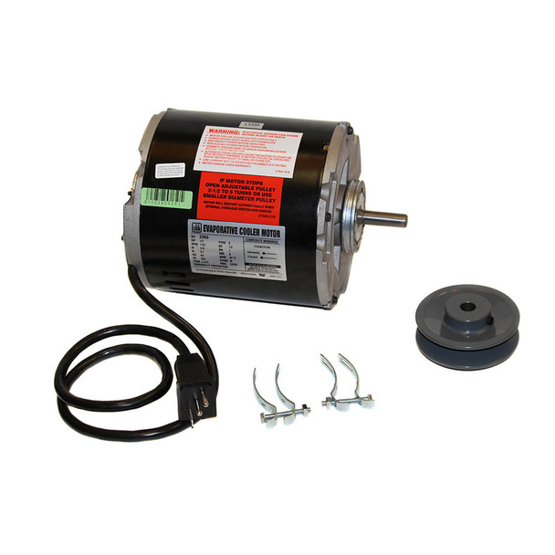 Swamp Cooler Motor Kit 1/2 Horsepower 230 Volt 2 Speed For Standard Cooler - Includes Pulley Plug and Clamps MKS1220