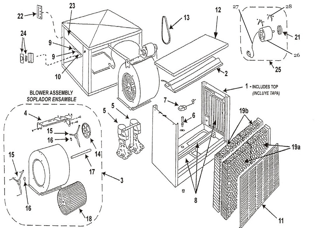 mastercool swamp coolers parts list