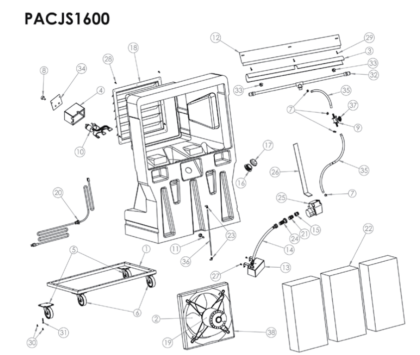 PACJS1600 Portacool Jetstream 1600 Parts Breakdown